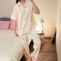 Golden Bear Pajamas CP || Piyama Baju Tidur Baju Lengan Pendek Celana Panjang Wanita