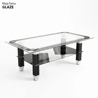 Meja Tamu GLAZE / Meja Tamu Kaca Tempered 2 Susun Minimalis Modern Rak Bawah – Glaze 110 X 55 cm