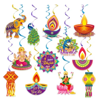 Diwali Festival Hanging Swirl Decorations Yard Party Supplies Paper For Outdoor Indoor Decor Diwali Festival