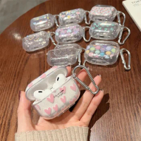 Soft Silicone Cover For AirPods Pro 2nd Glitter Shiny Cartoon Case For AirPods 3 2 1 Girls Colorful Heart Earphones Charging Box