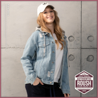 Roush (情侶款)女生可拆式連帽水洗刷破牛仔外套(2015959-1)