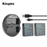 KingMa 2Pcs 1600mAh BLH-1 BLH1 BLH 1 Replacement Battery and Dual Micro USB Charger for Olympus E-M1 Mark II Camera