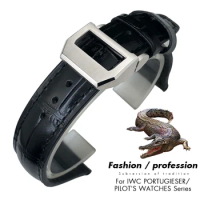 Crocodile Skin Watchband 20mm 21mm 22mm for IWC Porotfino Portugieser Big PILOT'S Watches Genuine Leather Strap Folding Buckle