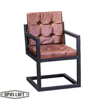 復古工業風 仿舊 鐵框 羊皮 單人沙發 皮革 休閒椅 書房椅 MB16-24