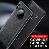 Genuine Leather Flip Cover For Huawei Mate 30 Pro Mate30 Case Original Mirror Smart Touch View Wake Sleep Up Protection