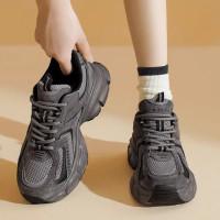 Running Shoes for Women, Korean Style, Thick Sole, Lightweight, Breathable, Mesh, Suitable for Stude