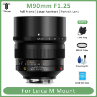 TTArtisan 90mm F1.25 Full Frame Large Aperture Fixed Focus Manual Focus Portrait Favored Camera Lens for Leica M Mount Camera