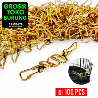 SEMPATI GROSIR Kunci Kew Kew Besi Gold Isi 100 Pcs Kunci Kandang Gembok Kunci Pengaman Sangkar Ranta