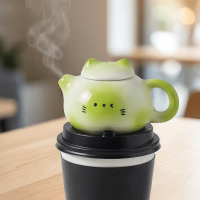 Sáng tạo Phong cách Trung Quốc Đồ trang trí ấm trà gốm sứ mini Truyền thống Mượt mà Phụ Kiện Nắp Ly 
