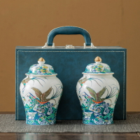 陶瓷將軍罐新會陳皮密封罐綠茶紅茶禮盒包裝茶葉大容量中式擺件