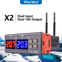 STC 3008 Dual Digital Temperature Controller Two Relay Output 12V 24V 220V Thermoregulator Thermostat Heater Cooler dual probe