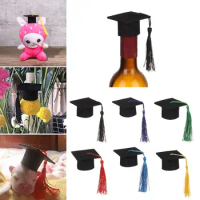 6Pcs Flowers Tassels DIY Decoration Mini Graduation Hat Doctoral Cap Top Hat Bachelor Cap
