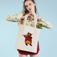 Cute Cartoon Zebra Lion Tiger Fox Squirrel Bear Bunny Sheep Animal Women Shopping Bags Canvas Shopper Bag Tote Handbag