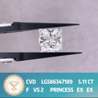 5ct Princess Cut Super White F Color Princess Cut VS 2 Clarity Diamond with IGI
