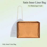 Silk Satin Purse Organizer Insert for Balenciaga Cruch Tote Bag Slim Inner Liner Bag Storage Zipper Bag Organizer Insert