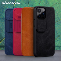 NILLKIN Qin Case for Apple iPhone 13 Pro Max Case Camshield PU Flip Leather Case Card Slot Back Cover Cases for iPhone 13 Pro