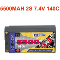 GAONENG 7.4V-2S1P 5500mAh 140C Hardcase Shorty LiPo Battery With T/XT60 Connector For RC Car Boat Parts
