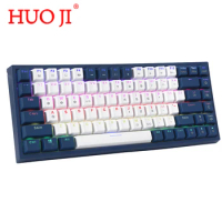 HUO JI CQ84 84 Key Wireless Mechanical Gaming Keyboard RGB Backlit Bluetooth 4.0 Blue Switch 60% Wired Keyboard Dual Mode