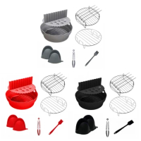 Silicone Air Fryers Liner Basket Reusable Air Fryers Accessories with Divider Mitt