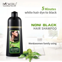Mokeru 3pcs/Lot Organic Noni Fruit 5 Mins Fast Dye Black Color Permanent Black Hair Dye Shampoo For Women Gray Hair