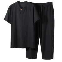 Summer Men Shirt 5XL 6XL 7XL 8XL 9XL 10XL Plus Size With Pants Large Size Shirt Sets