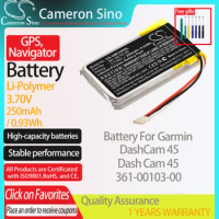 CameronSino Battery for Garmin DashCam 45 Dash Cam 45 fits Garmin 361-00103-00 GPS, Navigator battery 250mAh 3.70V Li-Polymer