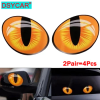 DSYCAR 2Pair/lot Reflective Cat Eyes 3D Stereo Car Sticker Auto Side Fender Eye Stickers Adhesive Creative Rearview Mirror Decal