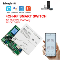 Tuya 4 Channel Smart Switch WiFi Wireless Dry Contact Relay On Off Module APP RF Remote Control Works With Alexa Google Home