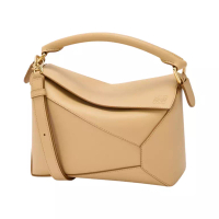 LOEWE Small Puzzle Edge Bag in Classic Calfskin Silk Beige Ghw