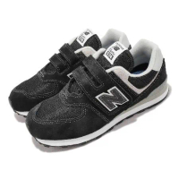 New Balance 童鞋 574 寬楦 中童 小朋友 黑 魔鬼氈 麂皮 復古 NB 紐巴倫 PV574EVB-W