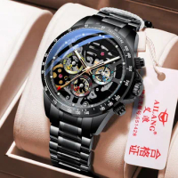 New ailang watch men's mechanical watch automatic men's black technology hollow waterproof men's watch