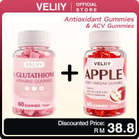 VELIIY Apple Cider Vinegar + L-Glutathione Gummies | Dengan Asid Folik, Vitamin B6, B12, Delima+Vita