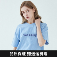 wassup短袖t恤女2022年新款夏季正肩寬松純棉半袖情侶小眾體恤潮