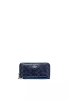 Coach Coach Long Zip Wallet Signature Canvas In Dark Denim Cao78