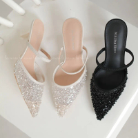 La muse - Giày sục cao gót đính sequin lấp lánh Kiomi