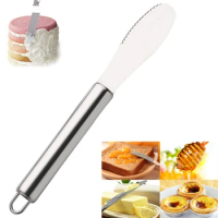 Butter Spatula Stainless Steel Serrated Spreader Butter Knife Sandwich Sawtooth Wide Blade Cutter Kitchen Gadgets Home Tableware