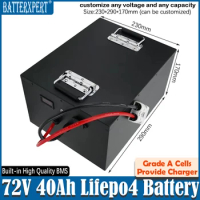 Waterproof lithium 72v 40ah lifepo4 battery BMS 24S for 5000w 3500w bicycle bike scooter Forklift vehicle +5A charger