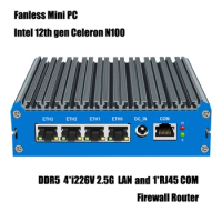 Fanless Computer pfSense Alder Lake N100 Soft Router DDR5 32GB 2TB NVMe 4*2.5G LAN i226 Mini PC Firewall Appliance ESXI AES-NI