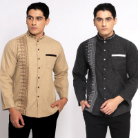 Casella Baju Koko Pria Lengan Panjang Premium Luxury Embroidery