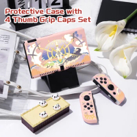 Switch Protective Case Bundle with 4pcs Grip Caps For Nintendo Switch OLED，for Switch NS Cover，Switch Game Accessory