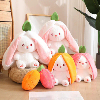 Mainan Mewah Anak Patung Arnab Strawberi, Reka Bentuk Berubah Bentuk Comel, Anak Patung Buah Kecil, 