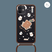 【BOJI 波吉】iPhone 12 mini 手機殼 防摔保護殼 天使薑餅熊 紅棕邊(透明軟殼 含斜跨掛繩)
