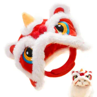 Hats for Cats Cute Plush Cat Hat Pet Costumes Soft Small Pet Headwear Chinese New Year Costume Lion Dance Clothes for Cat Puppy