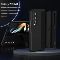 With Stylus Phone Case for Samsung Galaxy Z Fold 3 Z Fold 4 Fold 5 5G Fold3 Fold4 Hidden Bracket Pen Slot 2 in 1 Protective Case