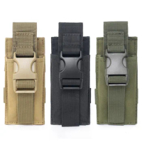 Molle Tactical Single Magazine Pouch Hunting Airsoft Ammo EDC Bag Outdoor Military Knife Flashlight Sheath Holster Light Holder