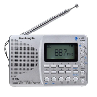 HanRongDa DSP FM Stereo Radio AM SW With Time Display Card Line-in Recorder Multifunctional Radio MP3 Player 60PCS/lot