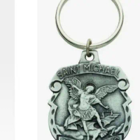 1pcs men Pewter St. Saint Michael the Archangel Shield of Protection Medal Pendant Key Chain Patron of Police and Soldiers