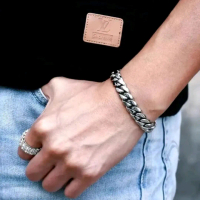 Gelang stainless steel pria keren rantai anti karat monel Putih