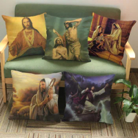 Retro Jesus Christ Cushion Cover The Bible Stories The Passion of the Christ Church Decoration Pillow Cover Case Christianity