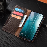Straw Mat Grain Genuine Leather Flip Case For OPPO Realme X XT X2 X3 X7 Max X50M X50 Pro Ultra Cover Wallet
